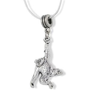Monkey Hanging by One Arm Charm Snake Chain Necklace